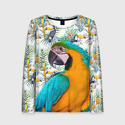 Лонгслив женский Летний попугай, цвет: 3D-принт