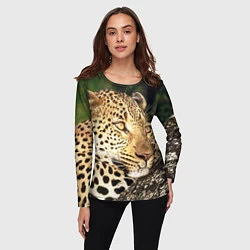 Лонгслив женский Леопард в лесу, цвет: 3D-принт — фото 2
