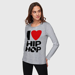 Лонгслив хлопковый женский I love Hip Hop, цвет: меланж — фото 2