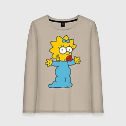 Лонгслив хлопковый женский Maggie Simpson, цвет: миндальный