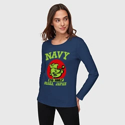 Лонгслив хлопковый женский Navy: Po-1967, цвет: тёмно-синий — фото 2