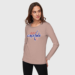 Лонгслив хлопковый женский Washington Capitals, цвет: пыльно-розовый — фото 2