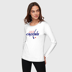 Лонгслив хлопковый женский Washington Capitals, цвет: белый — фото 2