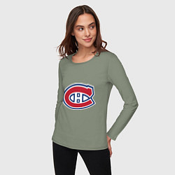 Лонгслив хлопковый женский Montreal Canadiens, цвет: авокадо — фото 2