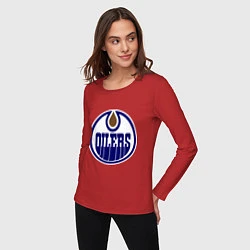 Лонгслив хлопковый женский Edmonton Oilers, цвет: красный — фото 2