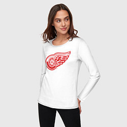 Лонгслив хлопковый женский Detroit Red Wings, цвет: белый — фото 2