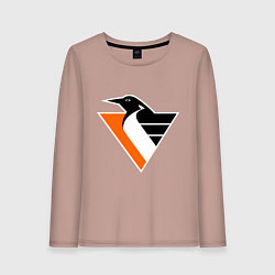 Лонгслив хлопковый женский Pittsburgh Penguins, цвет: пыльно-розовый