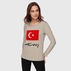 Лонгслив хлопковый женский Turkey, цвет: миндальный — фото 2