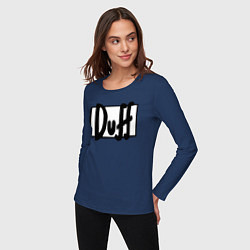 Лонгслив хлопковый женский Duff, цвет: тёмно-синий — фото 2