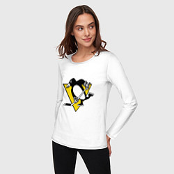 Лонгслив хлопковый женский Pittsburgh Penguins: Malkin 71, цвет: белый — фото 2