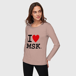 Лонгслив хлопковый женский I love MSK, цвет: пыльно-розовый — фото 2