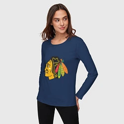 Лонгслив хлопковый женский Chicago Blackhawks: Kane, цвет: тёмно-синий — фото 2