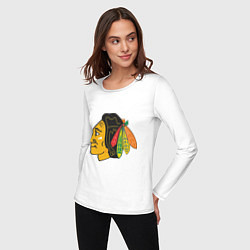 Лонгслив хлопковый женский Chicago Blackhawks, цвет: белый — фото 2