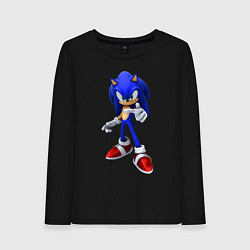 Лонгслив хлопковый женский ЁЖ Соник, цвет: черный