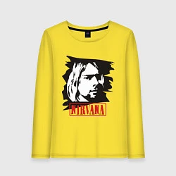 Лонгслив хлопковый женский Nirvana: Kurt Cobain, цвет: желтый