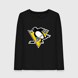 Лонгслив хлопковый женский Pittsburgh Penguins, цвет: черный