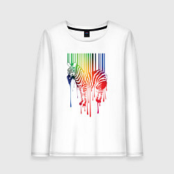 Лонгслив хлопковый женский Color zebra, цвет: белый