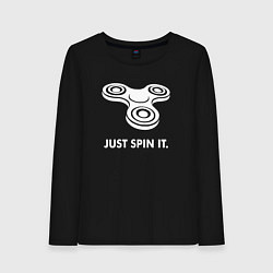 Лонгслив хлопковый женский Just spin it, цвет: черный