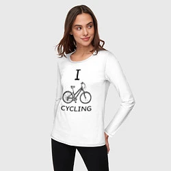 Лонгслив хлопковый женский I love cycling, цвет: белый — фото 2