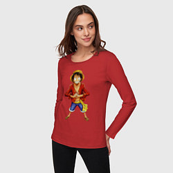 Лонгслив хлопковый женский Ван-Пис, цвет: красный — фото 2