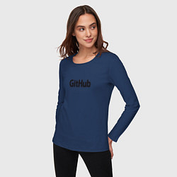 Лонгслив хлопковый женский GitHubWhite цвета тёмно-синий — фото 2