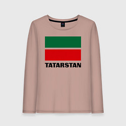 Лонгслив хлопковый женский Флаг Татарстана, цвет: пыльно-розовый