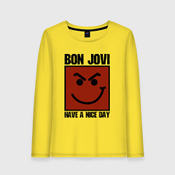 Лонгслив хлопковый женский Bon Jovi: Have a nice day, цвет: желтый