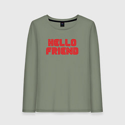 Лонгслив хлопковый женский Hello Friend, цвет: авокадо