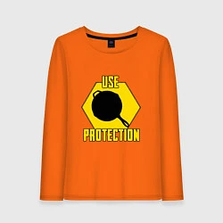Лонгслив хлопковый женский Use Protection, цвет: оранжевый
