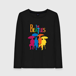 Лонгслив хлопковый женский The beatles - umbrellas, цвет: черный