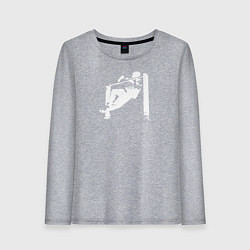 Лонгслив хлопковый женский Street Workout - выход силой белый, цвет: меланж