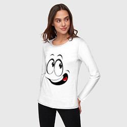 Лонгслив хлопковый женский Смайл01, цвет: белый — фото 2