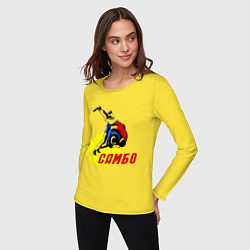 Лонгслив хлопковый женский Спортивное самбо, цвет: желтый — фото 2