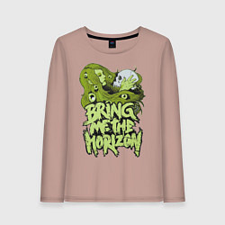 Лонгслив хлопковый женский Bring Me The Horizon: Green Girl, цвет: пыльно-розовый