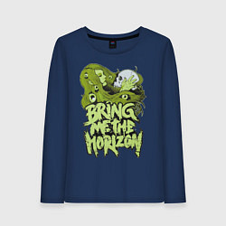 Лонгслив хлопковый женский Bring Me The Horizon: Green Girl, цвет: тёмно-синий