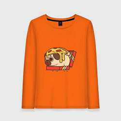 Лонгслив хлопковый женский Мопс-пицца, цвет: оранжевый