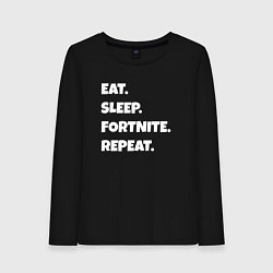 Лонгслив хлопковый женский Eat Sleep Fortnite Repeat, цвет: черный