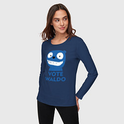 Лонгслив хлопковый женский Vote Waldo, цвет: тёмно-синий — фото 2