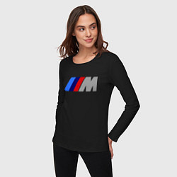 Лонгслив хлопковый женский BMW M, цвет: черный — фото 2