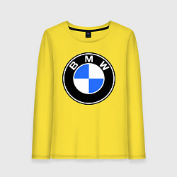 Лонгслив хлопковый женский Logo BMW, цвет: желтый