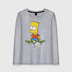 Лонгслив хлопковый женский Барт на скейте, цвет: меланж