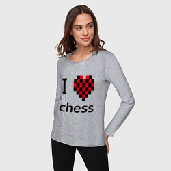 Лонгслив хлопковый женский I love chess, цвет: меланж — фото 2