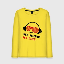 Лонгслив хлопковый женский My music my life, цвет: желтый
