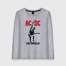 Лонгслив хлопковый женский AC/DC: Stiff Upper Lip, цвет: меланж