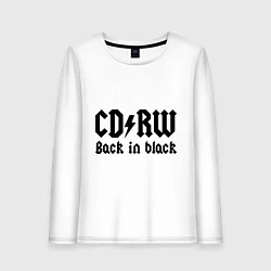 Лонгслив хлопковый женский CD RW - Back in black, цвет: белый