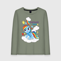 Лонгслив хлопковый женский Rainbow Dash, цвет: авокадо