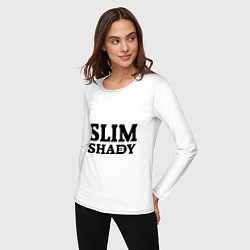 Лонгслив хлопковый женский Slim Shady: Big E, цвет: белый — фото 2