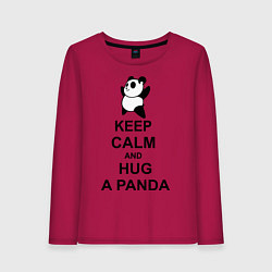 Лонгслив хлопковый женский Keep Calm & Hug A Panda, цвет: маджента