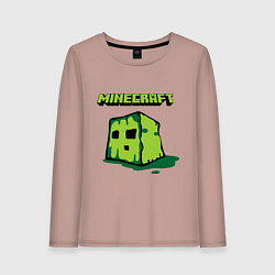 Лонгслив хлопковый женский Minecraft Creeper, цвет: пыльно-розовый