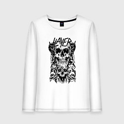 Лонгслив хлопковый женский Slayer Skulls, цвет: белый